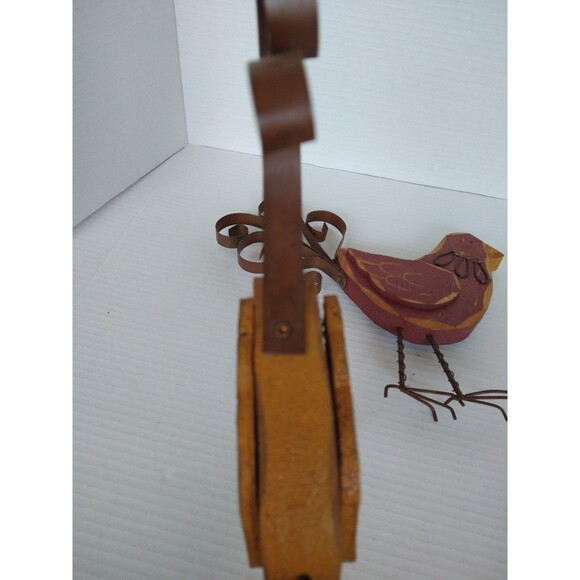 Wooden Metal Bird Statue Sculpture Folk Art Primitive Farm chicken decor - Picture 12 of 16